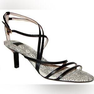 Louise et Cie Hansel Black Strappy Leather Heel Sandals Minimalist Sz 39 / 8.5